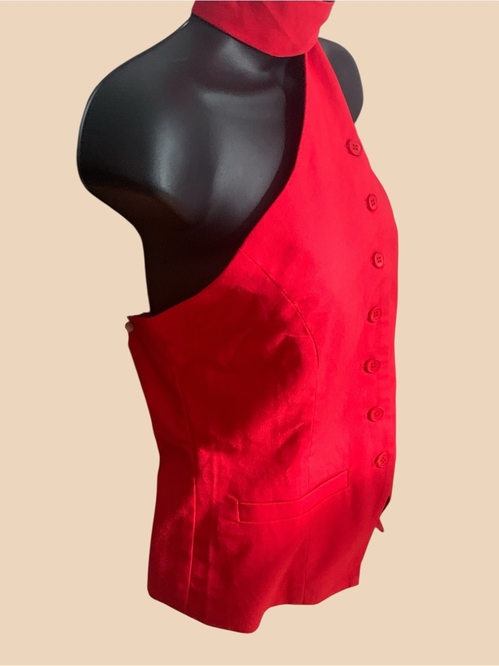Commense Red One-Shoulder Halter Top - Picture 3 of 7